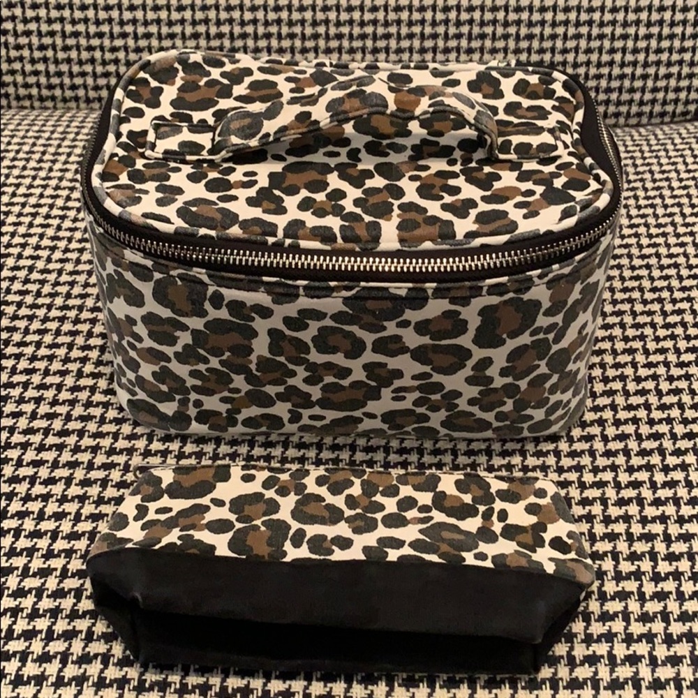 Leopard Print Makeup Train Case + Brush Case - image 1